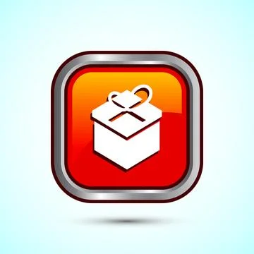 Gift box icon design illustration, Surprising gift box symbol, Orange Color.. Illustrazione stock