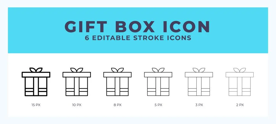 Gift box icon with different stroke. Editable stroke. Vector illustration. 스톡 일러스트