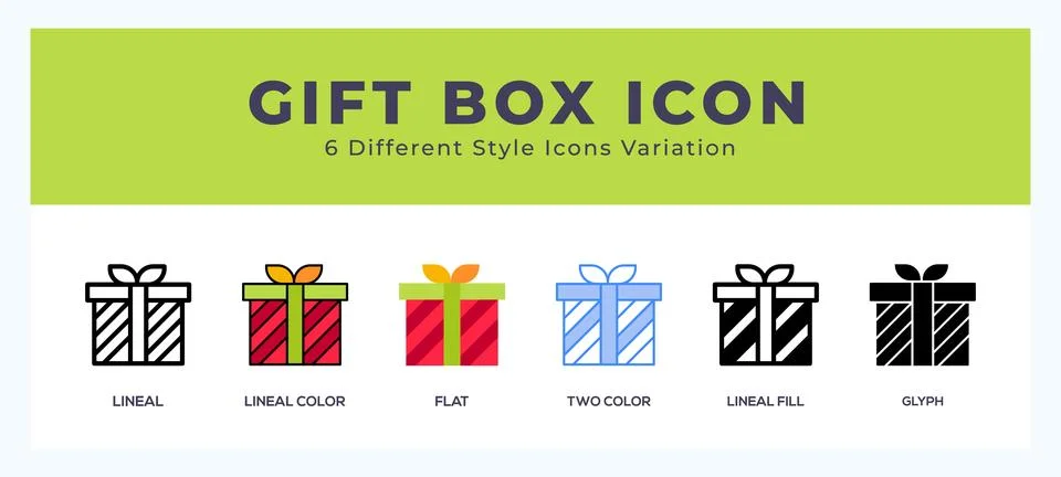Gift box icon in filled. thin line. outline stroke and flat style. Stock Illustration