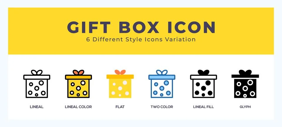 Gift box icon in filled. thin line. outline stroke and flat style. Stock Illustration