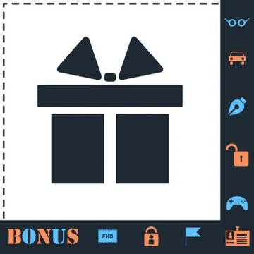 Gift box icon flat Stock Illustration