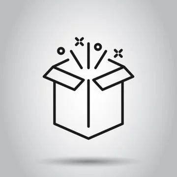 Gift box icon in flat style. Magic case vector illustration on isolated backg Stock Illustration
