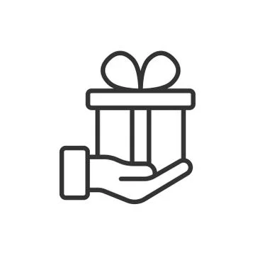 Gift box icon in flat style. Present on hand vector illustration on white iso Stock Illustration
