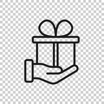 Gift box icon in flat style. Present on hand vector illustration on white iso Stock Illustration