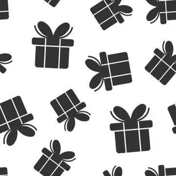 Gift box icon in flat style. Present package vector illustration on white iso Stock Illustration