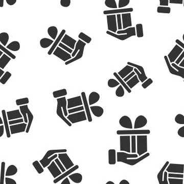 Gift box icon in flat style. Present on hand vector illustration on white iso 스톡 일러스트