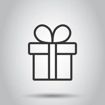 Gift box icon in flat style. Present package vector illustration on white iso Stock Illustration
