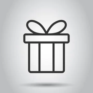 Gift box icon in flat style. Present package vector illustration on white iso Stock Illustration