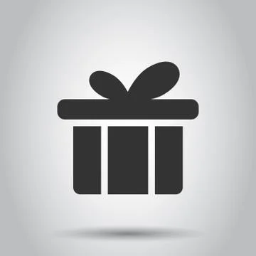 Gift box icon in flat style. Present package vector illustration on white iso Stock Illustration