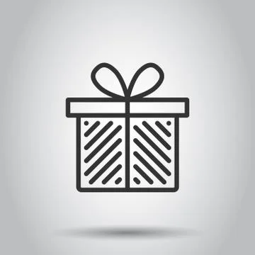 Gift box icon in flat style. Present package vector illustration on white iso Stock Illustration