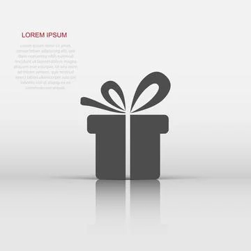Gift box icon in flat style. Present package vector illustration on white i.. Stock Illustration