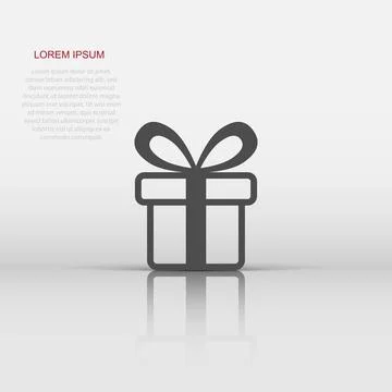 Gift box icon in flat style. Present package vector illustration on white i.. 스톡 일러스트