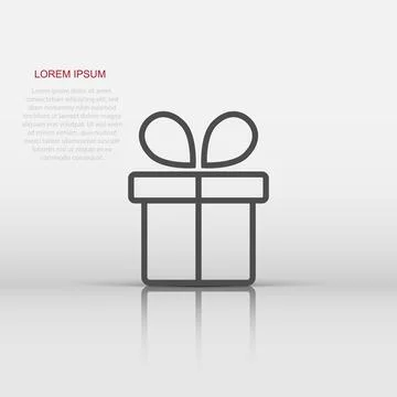 Gift box icon in flat style. Present package vector illustration on white i.. Stock Illustration