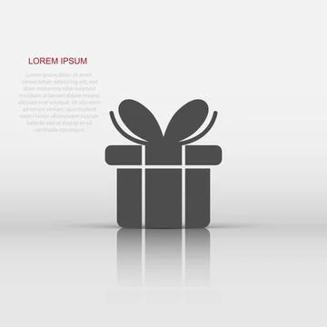 Gift box icon in flat style. Present package vector illustration on white i.. 스톡 일러스트