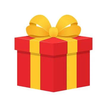 Gift box icon in flat style. Prize with ribbon bow vector illustration on i.. Stock Illustration