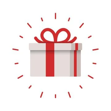 Gift box icon in flat style. Prize with ribbon bow vector illustration on i.. Stock Illustration
