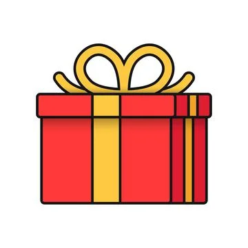 Gift box icon in flat style. Prize with ribbon bow vector illustration on i.. Stock Illustration