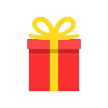 Gift box icon in flat style. Prize with ribbon bow vector illustration on i.. Stock Illustration