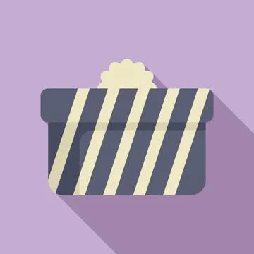 Gift box icon flat vector. Ribbon package discount Ilustração Stock