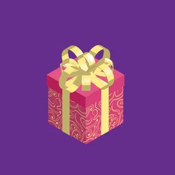 Gift box icon isolated on violet background. Stock Illustration