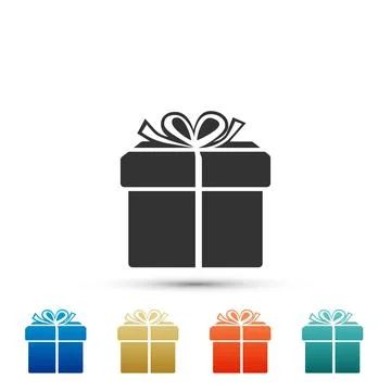 Gift box icon isolated on white background. Set elements in colored icons. Flat 스톡 일러스트