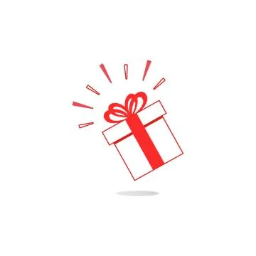Gift box icon in linear style with bow Stock Illustration