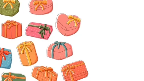 Gift box icon moving pattern background cartoon kids hand drawing Stock Footage 95721089