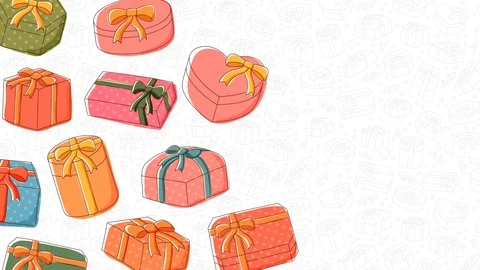 Gift box icon moving pattern background cartoon kids hand drawing Stock Footage 95721231