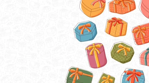 Gift box icon moving pattern background cartoon kids hand drawing Stock Footage 95721369