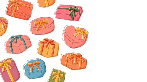 Gift box icon moving pattern background cartoon kids hand drawing Stock Footage 95721411