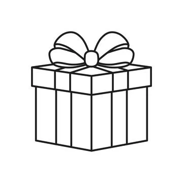 Gift box icon in outline stroke flat style. Prize with ribbon bow vector il.. Illustrazione stock