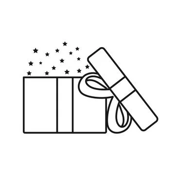 Gift box icon in outline stroke flat style. Prize with ribbon bow vector il.. Stockillustratie