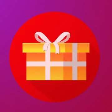 Gift box icon present, greeting, surprise. Flat vector. Stock Illustration