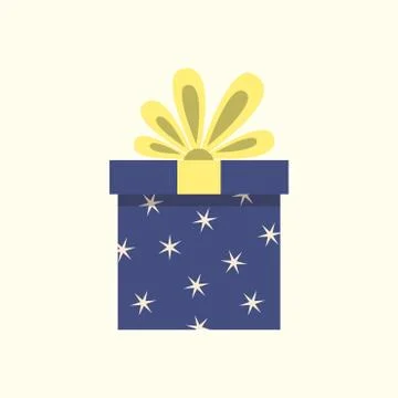 Gift box icon with ribbon and bow. Present package for Christmas or Birthday Illustrazione stock