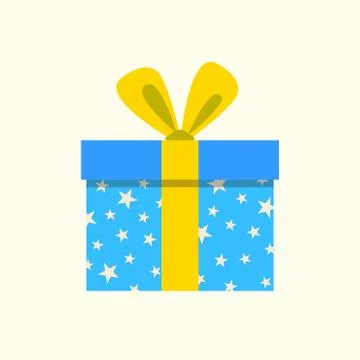 Gift box icon with ribbon and bow. Present package for Christmas or Birthday Stock Illustration