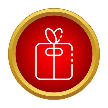 Gift box icon with ribbon in red circle Stock Illustration