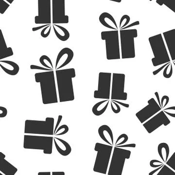 Gift box icon seamless pattern background. Present package vector illustratio Stock Illustration