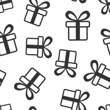 Gift box icon seamless pattern background. Present package vector illustratio Illustrazione stock