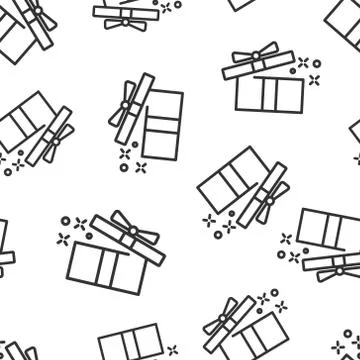 Gift box icon seamless pattern background. Magic case vector illustration on  Illustrazione stock