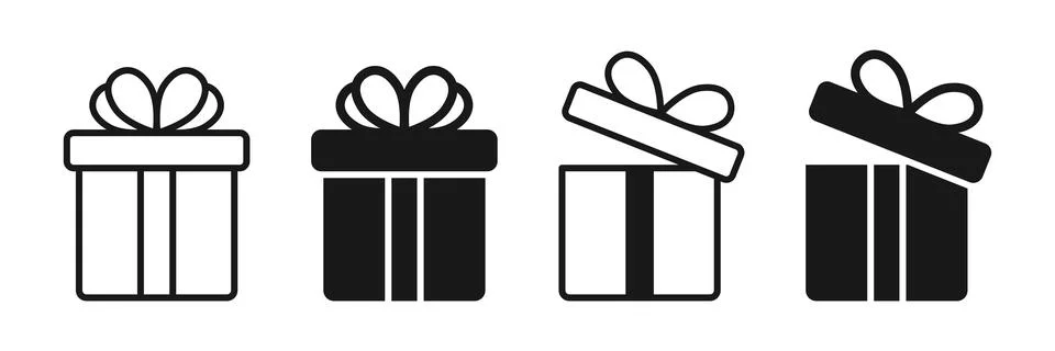 Gift box icon set collection in flat style. Prize with ribbon bow vector il.. Stock Illustration