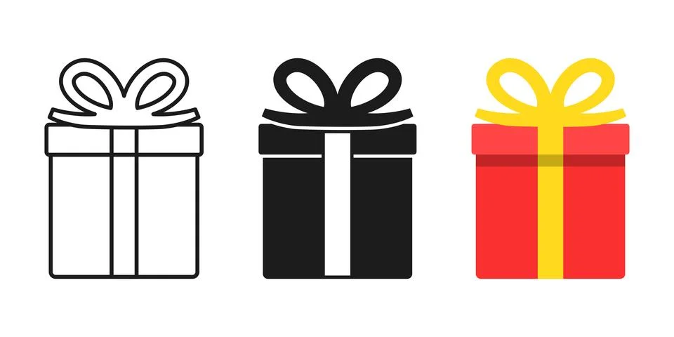 Gift box icon set collection in flat style. Prize with ribbon bow vector il.. Stockillustratie