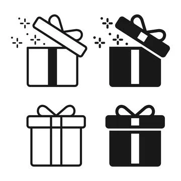 Gift box icon set collection in flat style. Prize with ribbon bow vector il.. Stockillustratie