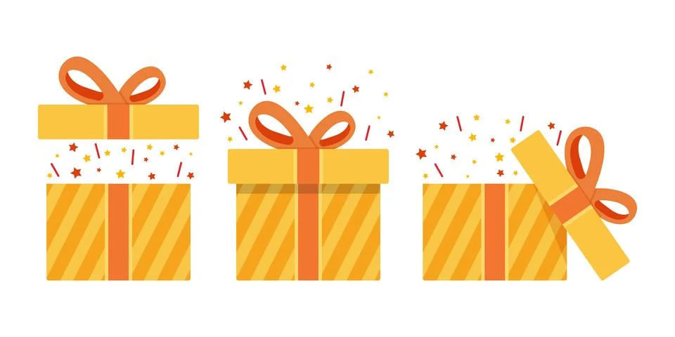 Gift box icon set collection in flat style. Prize with ribbon bow vector il.. Stockillustratie