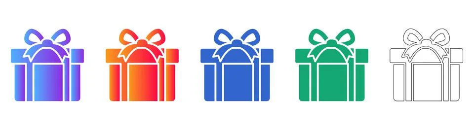 Gift Box Icon Set for E commerce 库存插图