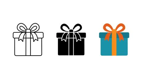Gift box icon set present with ribbon Stock Illustration