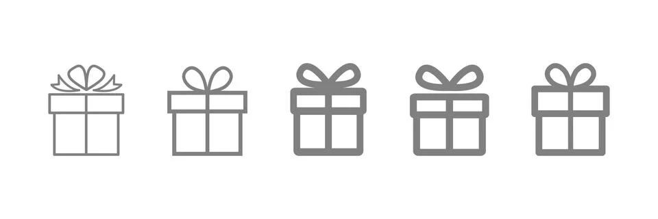 Gift box icon set. Presents silhouettes. Stock Illustration