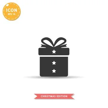 Gift box icon simple flat style vector illustration. Stock Illustration