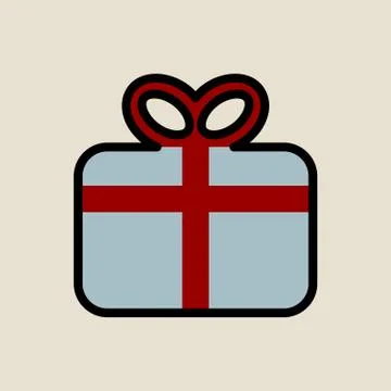 Gift box icon simple flat style Christmas symbol Stock Illustration