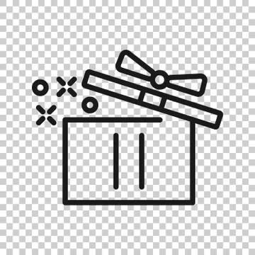 Gift box icon in transparent style. Magic case vector illustration on isolate 스톡 일러스트