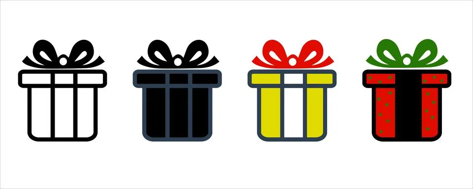 Gift Box Icon Vector Clipart Set: Stock Illustration